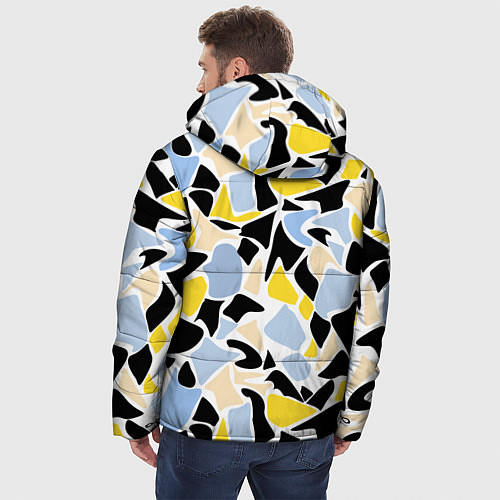 Мужская зимняя куртка Абстрактный узор в желто-голубых тонах на черном ф / 3D-Светло-серый – фото 4