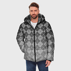 Куртка зимняя мужская Геометрический узор в серых тонах градиент, цвет: 3D-красный — фото 2