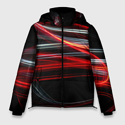 Мужская зимняя куртка Волнообразные линии неона - Красный