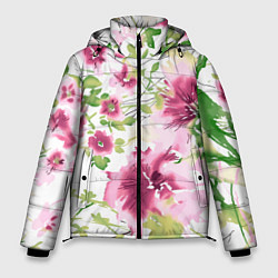 Куртка зимняя мужская Полевые цветы Акварель Лето, цвет: 3D-светло-серый