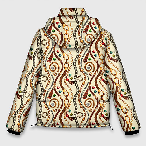 Мужская зимняя куртка Ремни и драгоценные камни / 3D-Черный – фото 2