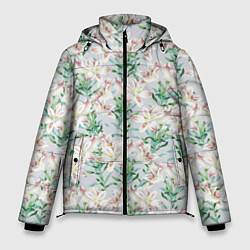 Куртка зимняя мужская Цветы Нежные Лилии, цвет: 3D-светло-серый