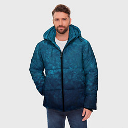 Куртка зимняя мужская Синий абстрактный мраморный узор, цвет: 3D-черный — фото 2