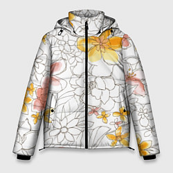 Мужская зимняя куртка Минималистическая цветочная композиция Watercolour