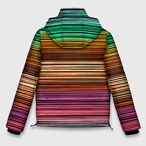 Мужская зимняя куртка Multicolored thin stripes Разноцветные полосы / 3D-Черный – фото 2