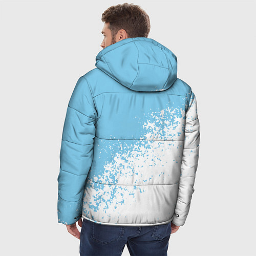Мужская зимняя куртка Manchester city белые брызги на голубом фоне / 3D-Светло-серый – фото 4