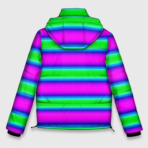 Мужская зимняя куртка Зеленый и фиолетовые яркие неоновые полосы striped / 3D-Светло-серый – фото 2