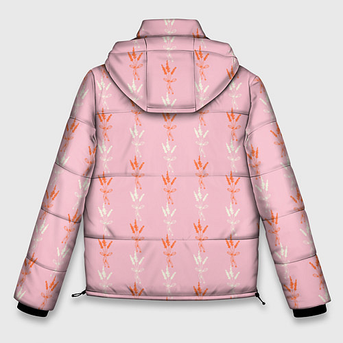 Мужская зимняя куртка Веточки лаванды розовый паттерн / 3D-Черный – фото 2