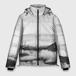 Куртка зимняя мужская Горы и туман, цвет: 3D-красный