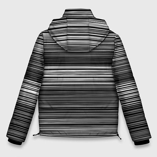 Мужская зимняя куртка Black and white thin stripes Тонкие полосы / 3D-Красный – фото 2