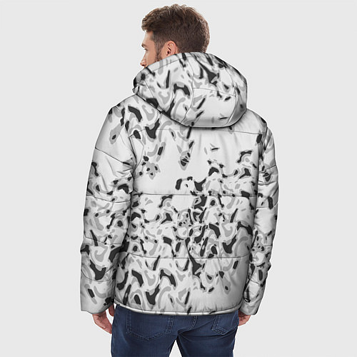 Мужская зимняя куртка Пятнистый абстрактный узор в светло-серых тонах / 3D-Светло-серый – фото 4