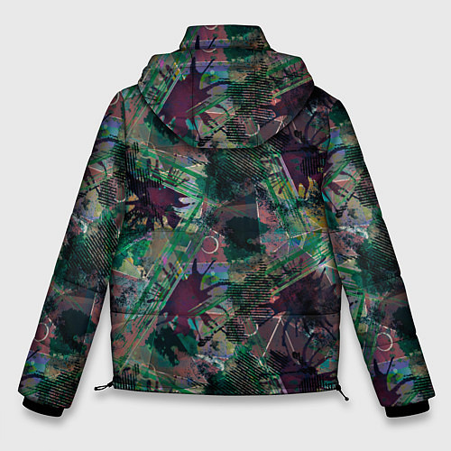 Мужская зимняя куртка Абстрактный гранжевый принт с кляксами и штрихами / 3D-Черный – фото 2