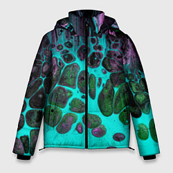 Куртка зимняя мужская Неоновый песок и камни - Голубой, цвет: 3D-светло-серый