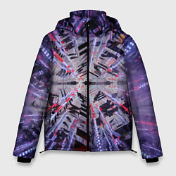 Куртка зимняя мужская Неоновый абстрактный коридор - Фиолетовый, цвет: 3D-черный
