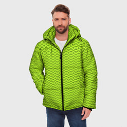 Куртка зимняя мужская Зеленые абстрактные линии, цвет: 3D-красный — фото 2