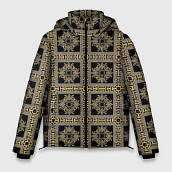 Куртка зимняя мужская Классические узоры Золотые квадраты, цвет: 3D-черный