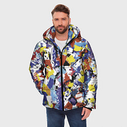 Куртка зимняя мужская Смелые мазки яркой краски на холсте, цвет: 3D-красный — фото 2