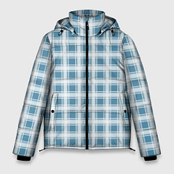 Куртка зимняя мужская Бело-голубой клетчатый узор, цвет: 3D-черный