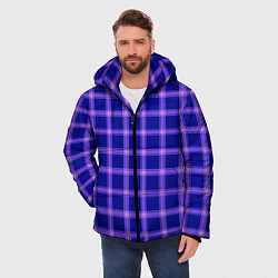 Куртка зимняя мужская Фиолетовый клетчатый узор, цвет: 3D-черный — фото 2
