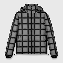 Куртка зимняя мужская Темно-серый узор в крупную клетку, цвет: 3D-красный