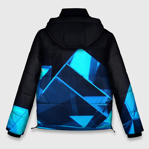 Мужская зимняя куртка Неоновые объёмный куб - Синий / 3D-Черный – фото 2