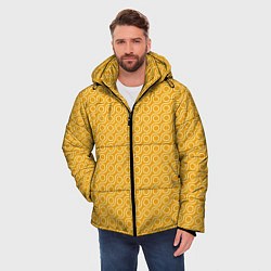 Куртка зимняя мужская Волнистые желтые узоры, цвет: 3D-черный — фото 2