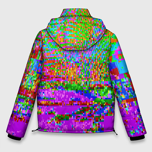 Мужская зимняя куртка Пиксельный глитч-арт паттерн / 3D-Красный – фото 2