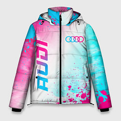 Мужская зимняя куртка Audi neon gradient style: символ и надпись вертика