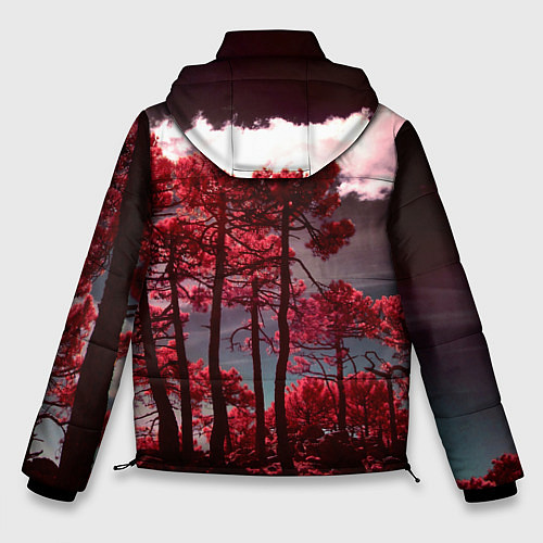 Мужская зимняя куртка Абстрактные красные деревья и облака / 3D-Светло-серый – фото 2