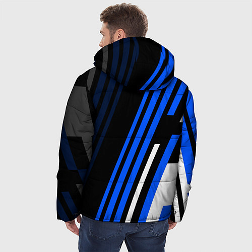 Мужская зимняя куртка Кроссфит - синии линии / 3D-Светло-серый – фото 4