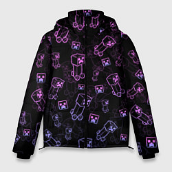Куртка зимняя мужская Minecraft - Creeper красивый градиент, цвет: 3D-светло-серый
