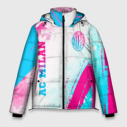Мужская зимняя куртка AC Milan neon gradient style: символ и надпись вер