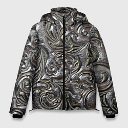 Куртка зимняя мужская Растительный орнамент - чеканка по серебру, цвет: 3D-черный