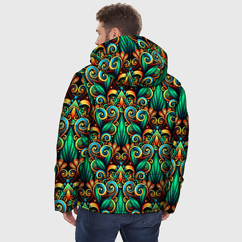 Мужская зимняя куртка Объемные яркие узоры / 3D-Светло-серый – фото 4