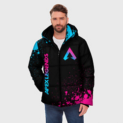 Куртка зимняя мужская Apex Legends - neon gradient: символ и надпись вер, цвет: 3D-черный — фото 2