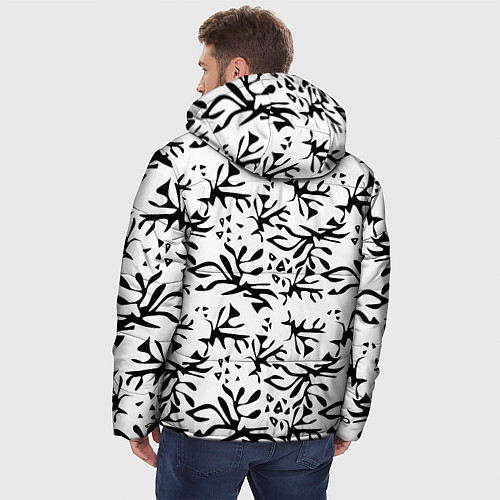Мужская зимняя куртка Черно белый абстрактный модный узор / 3D-Светло-серый – фото 4