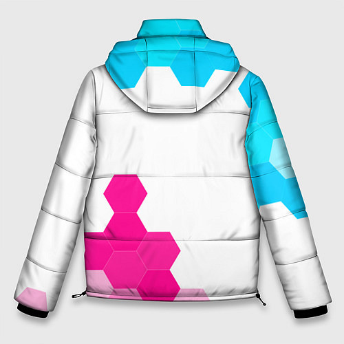 Мужская зимняя куртка Free Fire neon gradient style: символ и надпись ве / 3D-Черный – фото 2
