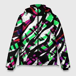 Куртка зимняя мужская Разноцветная Зебра, цвет: 3D-черный