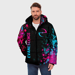 Куртка зимняя мужская Evanescence - neon gradient: символ и надпись верт, цвет: 3D-черный — фото 2