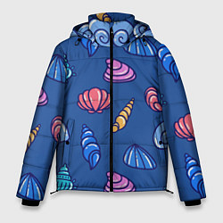 Куртка зимняя мужская Паттерн из морских раковин, цвет: 3D-светло-серый