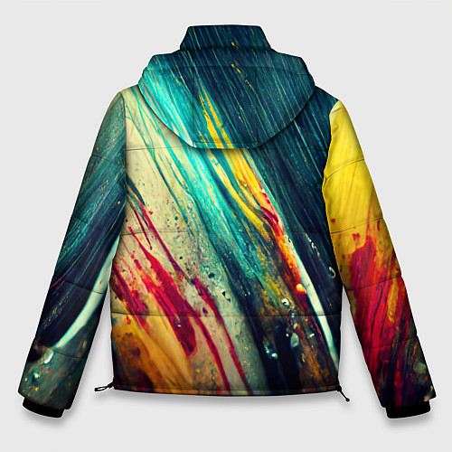 Мужская зимняя куртка Темные и яркие потеки краски / 3D-Черный – фото 2