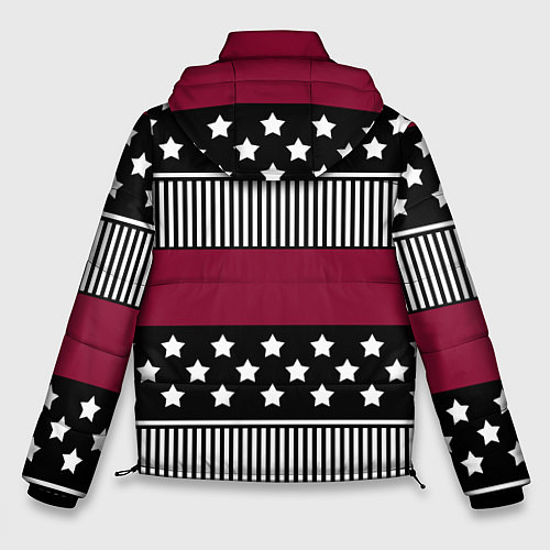 Мужская зимняя куртка Burgundy black striped pattern / 3D-Красный – фото 2