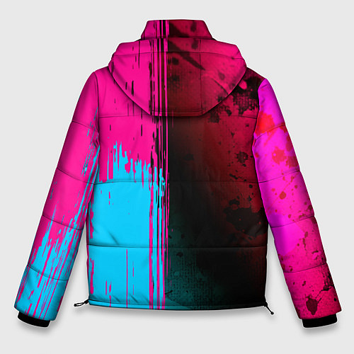 Мужская зимняя куртка Bring Me the Horizon - neon gradient: по-вертикали / 3D-Черный – фото 2