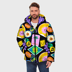 Куртка зимняя мужская Летние наклейки pop-art паттерн, цвет: 3D-черный — фото 2