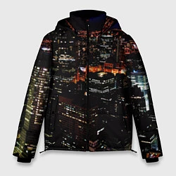 Куртка зимняя мужская Ночной город - вид с высоты, цвет: 3D-красный
