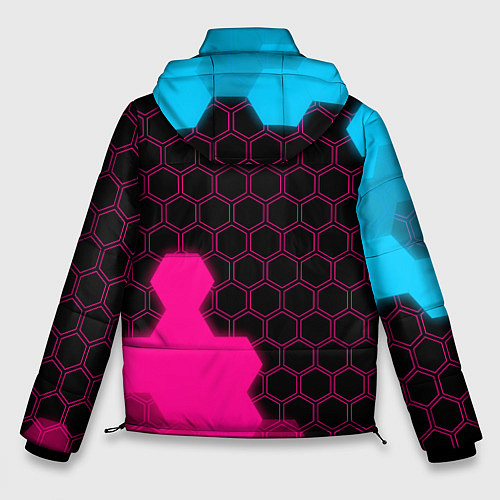 Мужская зимняя куртка GTA - neon gradient: надпись, символ / 3D-Черный – фото 2