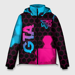 Мужская зимняя куртка GTA - neon gradient: надпись, символ