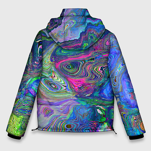 Мужская зимняя куртка Цветные волновые разводы / 3D-Черный – фото 2