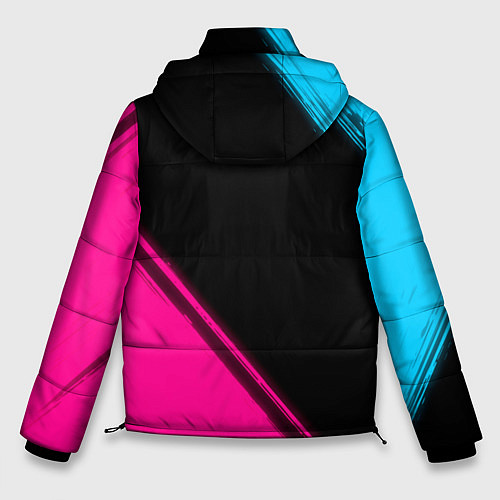 Мужская зимняя куртка Scorpions - neon gradient: надпись, символ / 3D-Черный – фото 2