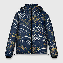 Куртка зимняя мужская Японский узор волны, цвет: 3D-светло-серый